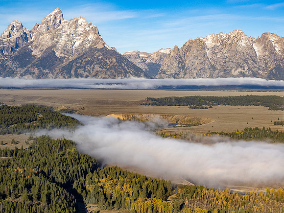 Snake River Covered in Fog (Helicopter)