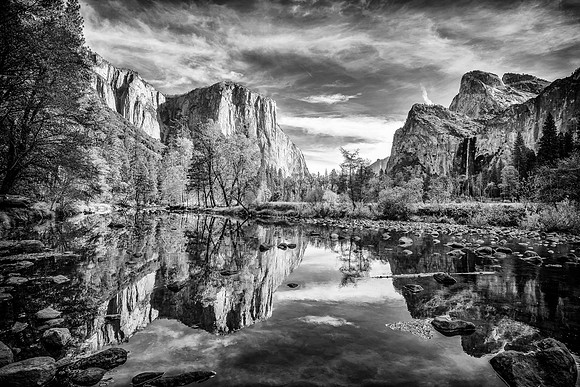 Valley View Reflection, B&W